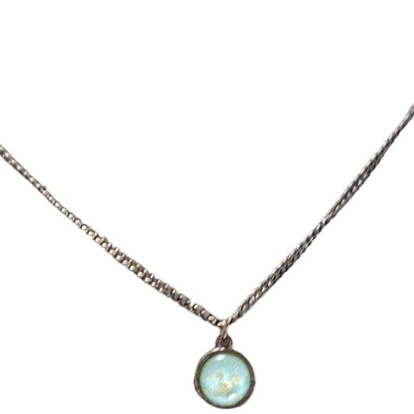 Elegant Green Gold Flake Glass Circular Pendant Necklace Fashion Jewelry Women - Picture 1 of 6